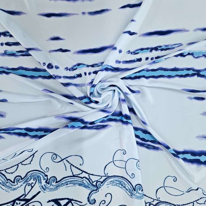 SATIN - Border Print - Blue Horizon