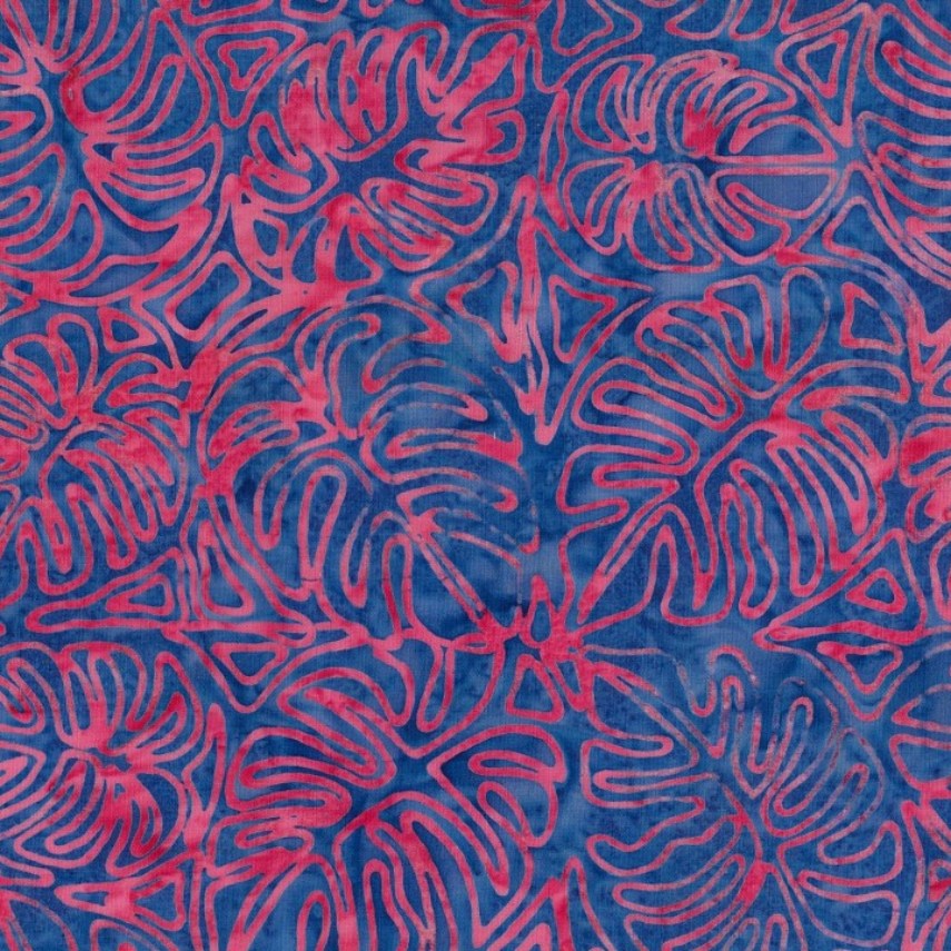 Batik - 1699 Monstera Blue and Pink