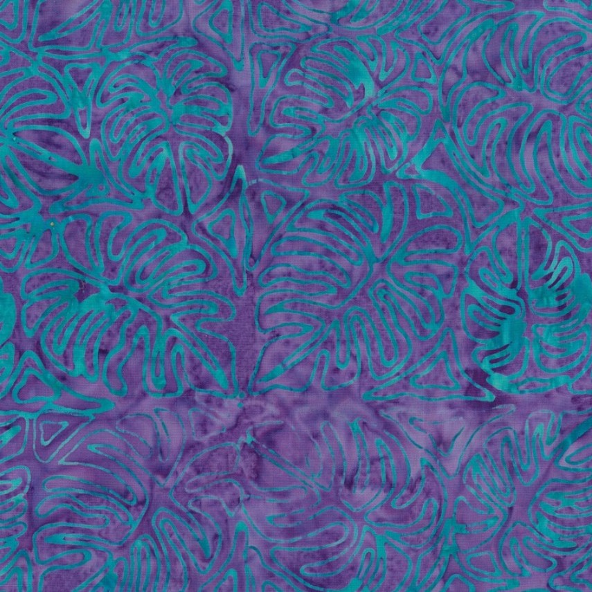 Batik - 1701 Monstera Purple and Aqua