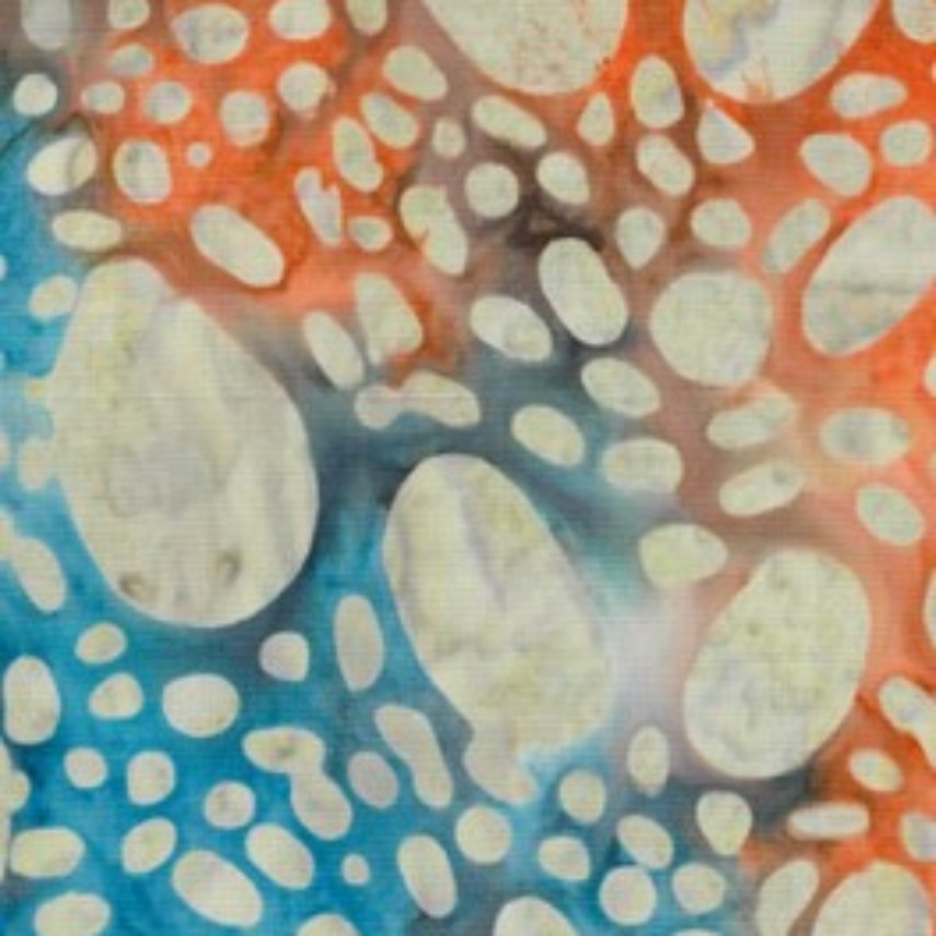 Batik - 1910 Pebbles Orange and Blue
