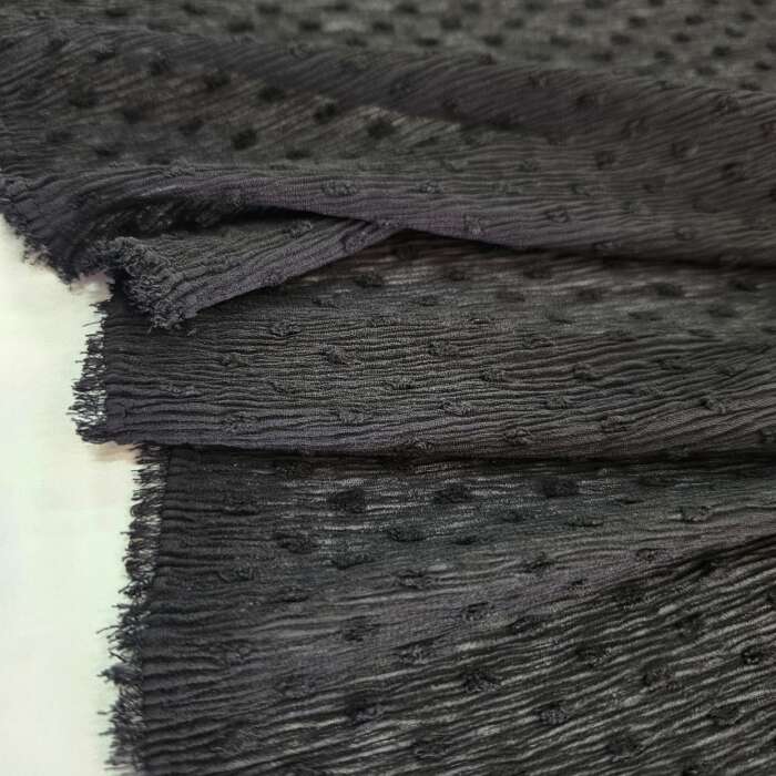 Swiss Dot Crinkle Chiffon - Black - Image 2