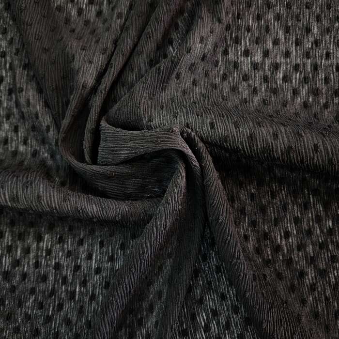 Swiss Dot Crinkle Chiffon - Black