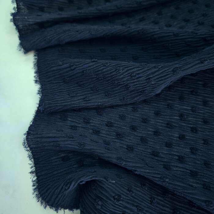 Swiss Dot Crinkle Chiffon - Navy - Image 3