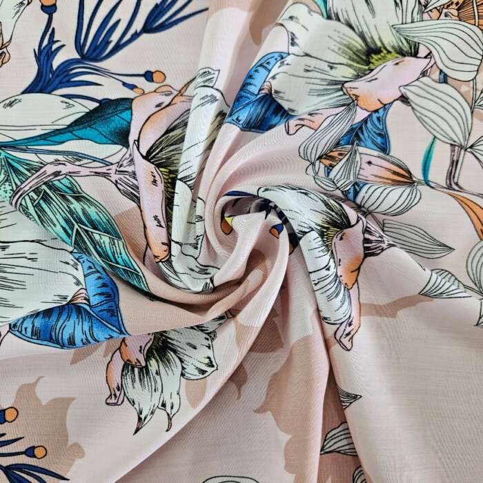 RAYON - Large Florals on Light Pink
