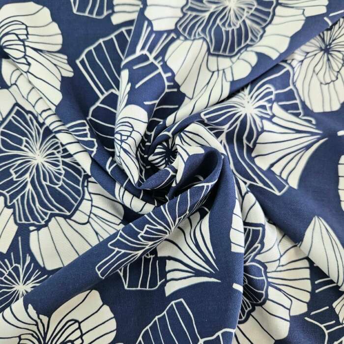 RAYON - Navy and White Florals