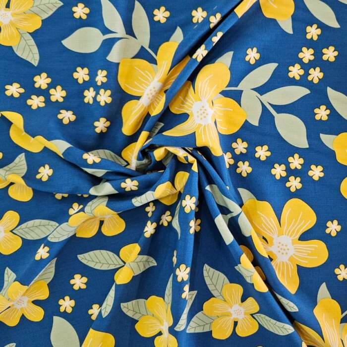 RAYON - Sunny Florals on Blue