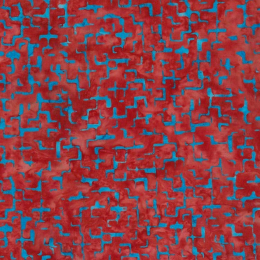 Batik - 1841 Matrix Red on Blue