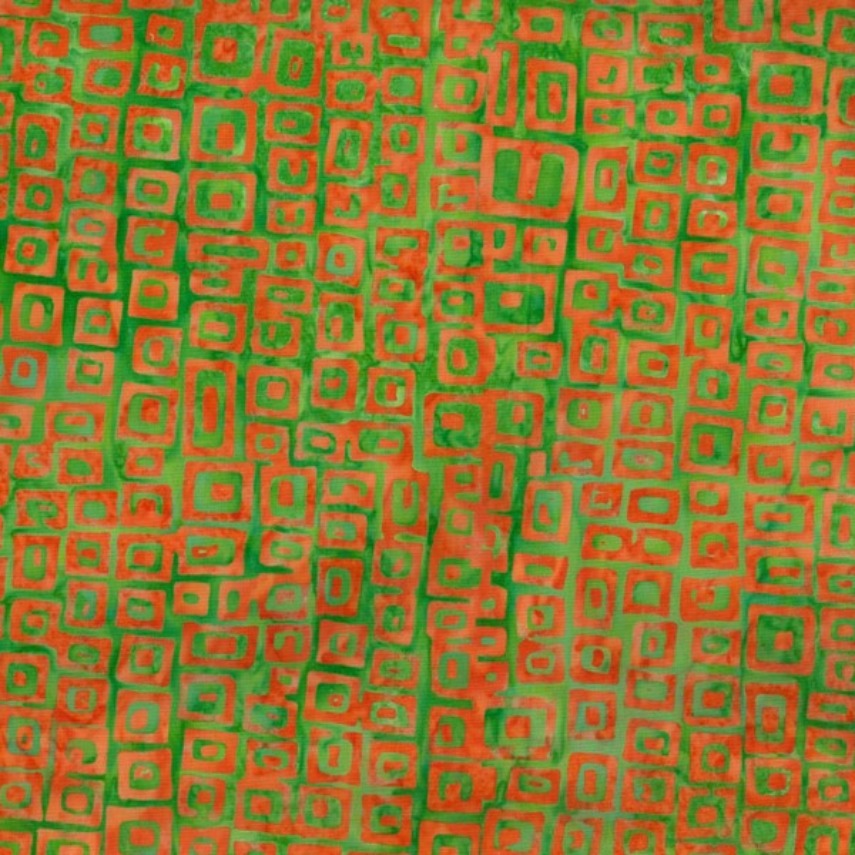 Batik - 1843 Miniature Maze Orange on Green