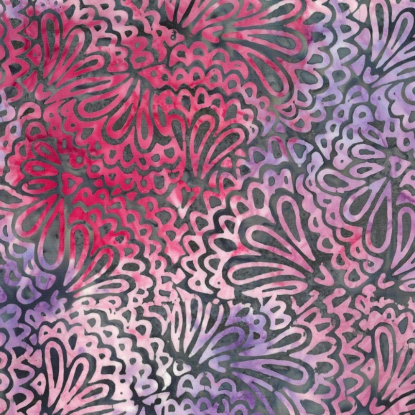 Batik - 1857 Flounce Pinks and Purples on Grey