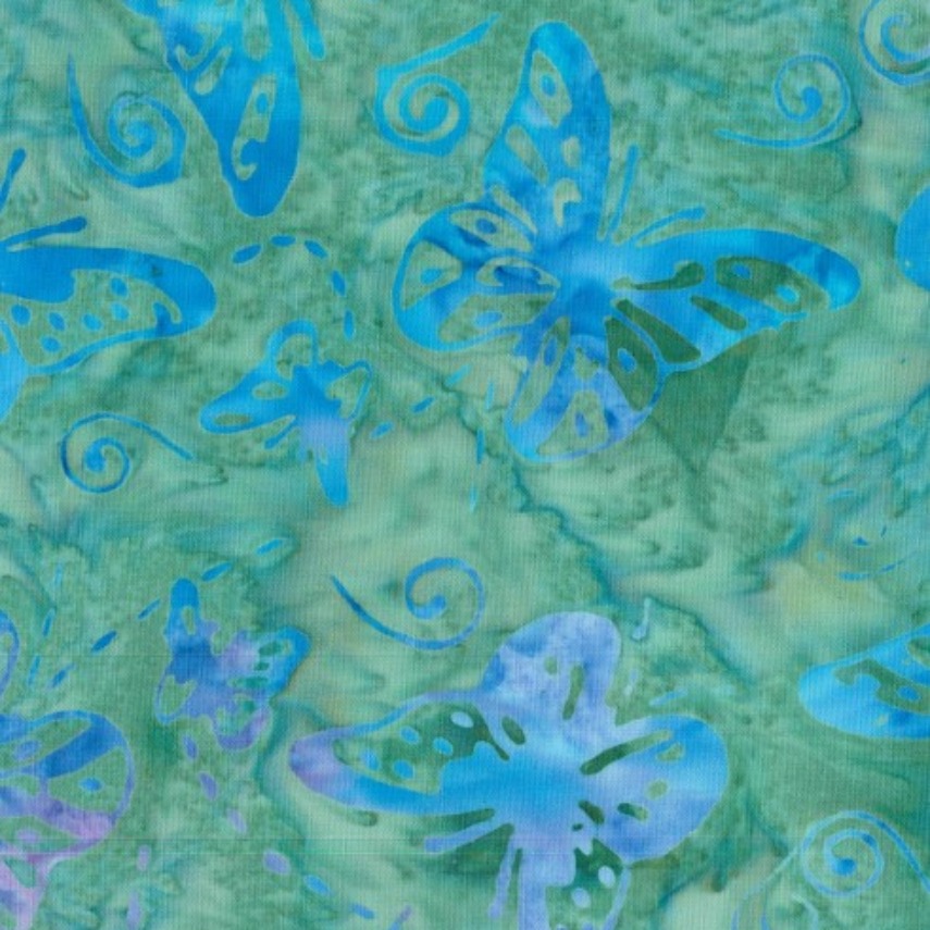 Batik - 2187 Butterflies on Green