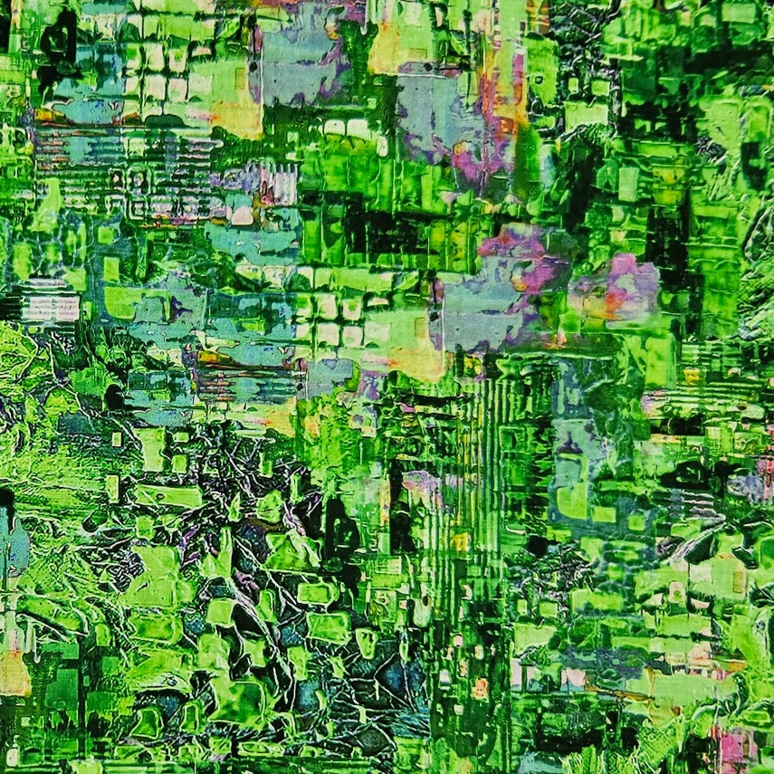 Quilt Backing - Cityscape - Green Light