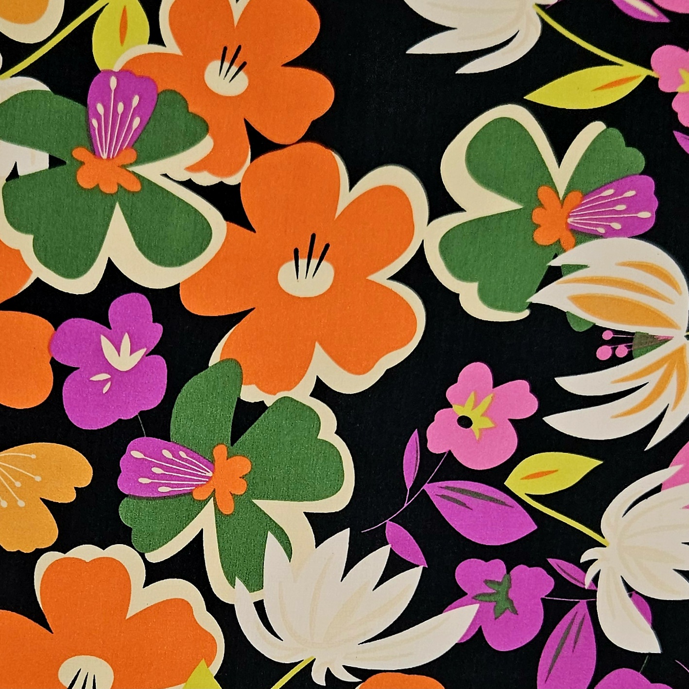RAYON - Bold Florals on Black