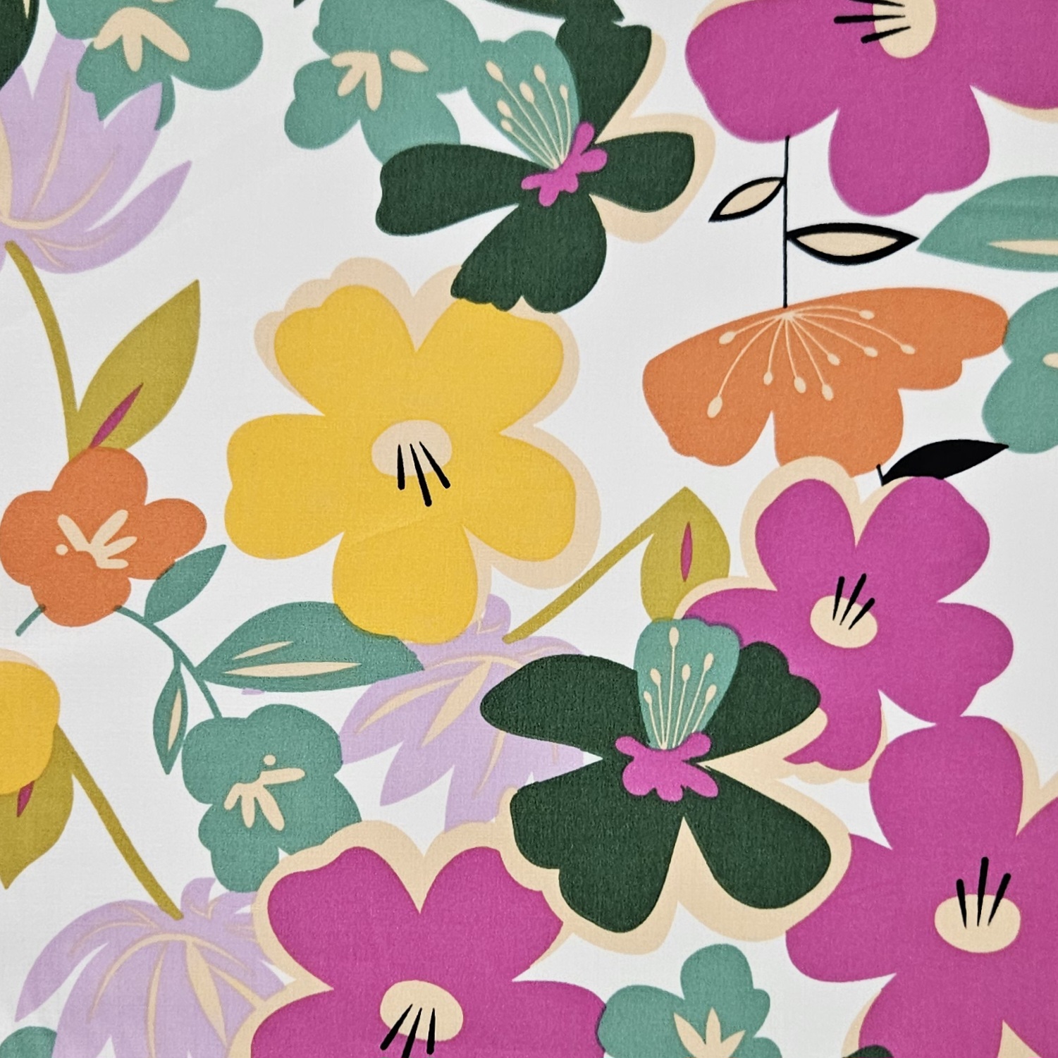 RAYON - Bold Florals on White