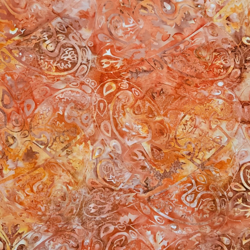 Batik Quilt Backing - Foliage Swirl Orange
